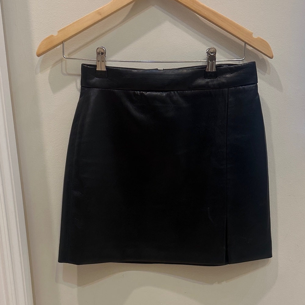 Classic Black Leather Skirt